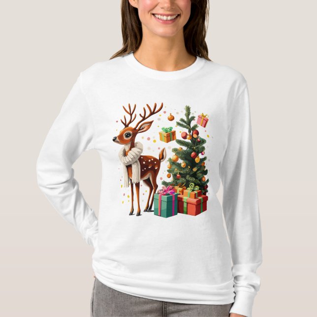 Christmas T-shirt with Reindeer (Front)
