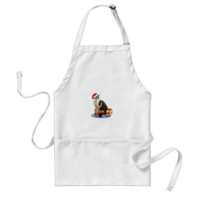 Christmas tabby cat and cute little angel adult apron (Front)
