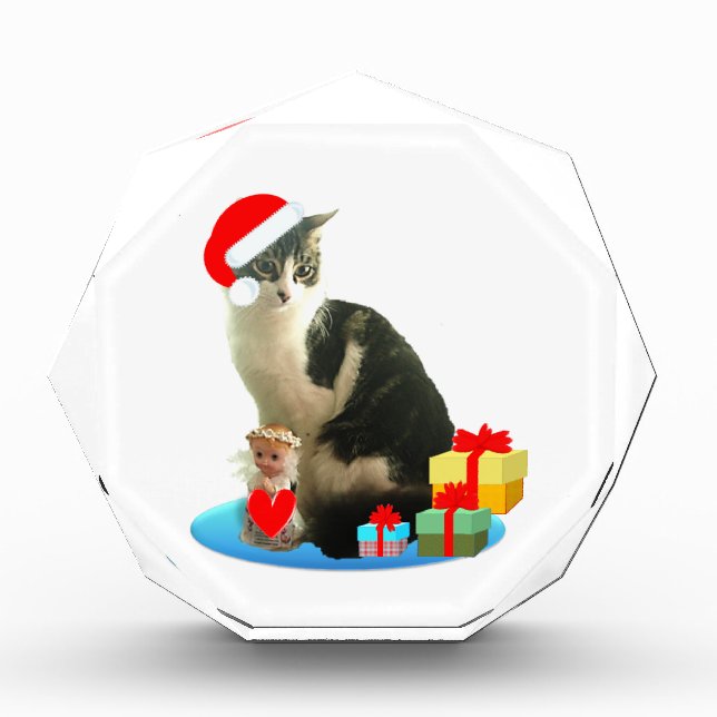 Christmas tabby cat and cute little angel award (Front)