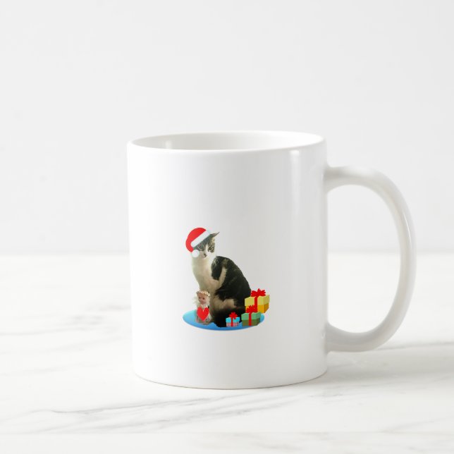 Christmas tabby cat and cute little angel coffee mug (Right)