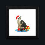 Christmas tabby cat and cute little angel jewelry box<br><div class="desc">Christmas tabby cat with gifts and cute little angel. There are angels with wings and also there are angels with paws.</div>