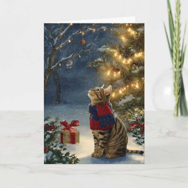 Christmas Tabby Cat Holiday Card (Front)
