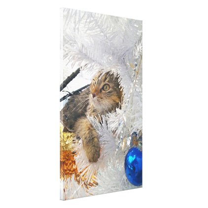 Christmas Tabby Cat impressionism Canvas Print