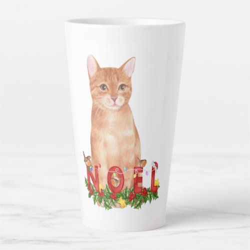Christmas Tabby Cat Watercolor   Latte Mug