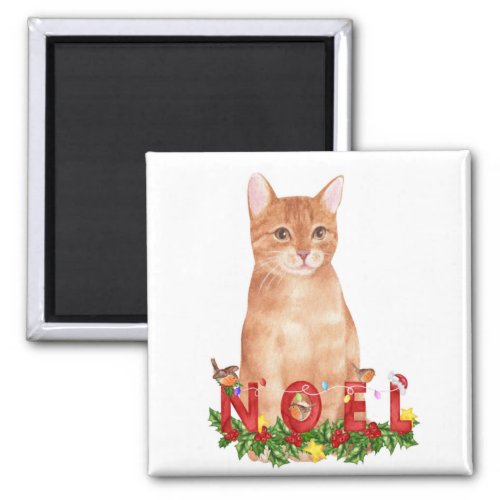 Christmas Tabby Cat Watercolor  Magnet