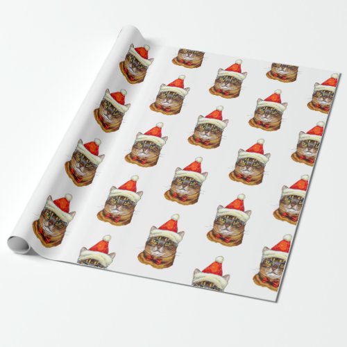 Christmas Tabby Cat  Wrapping Paper