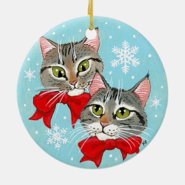 Christmas Tabby Cats Winter ornament (Back)