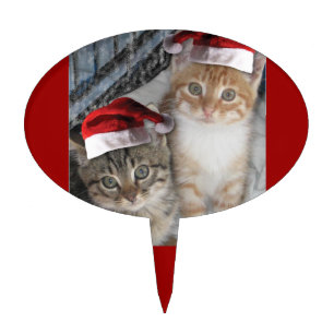 Christmas Tabby Kittens Cake Topper