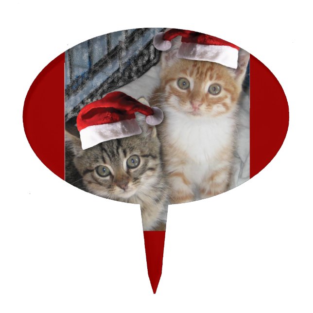 Christmas Tabby Kittens Cake Topper (Front)