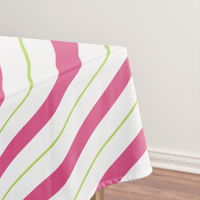 Christmas Table Cloth Pink and Green Stripes (In Situ)