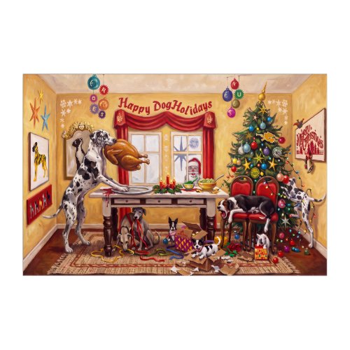 Christmas Table Great Danes Acrylic Print