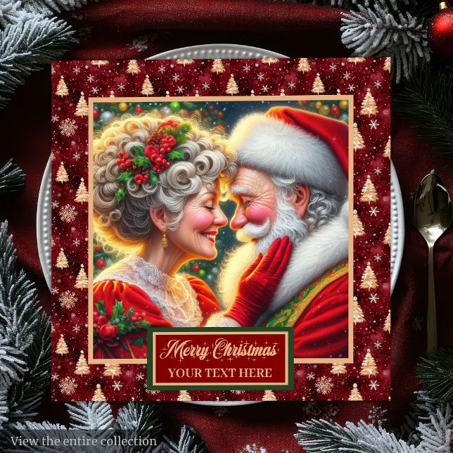 Christmas Table Napkins Red Gold Green Design (Christmas Table Napkins Red Gold Green Design)