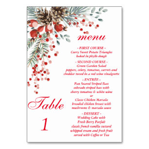 Christmas table tent sign with menu number