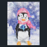 Christmas Tablecloth Baby Penguin with Gift<br><div class="desc">Cute Baby Penguin with Gift Christmas Tablecloths - MIGNED Painting</div>