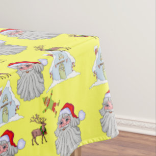 Christmas Tablecloth, Elf, Santa, Reindeer  Tablecloth