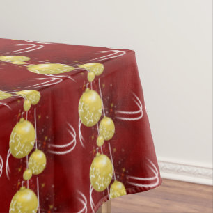 Christmas Tablecloth, Gold Balls Tablecloth