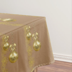 Christmas Tablecloth, Gold Balls Tablecloth