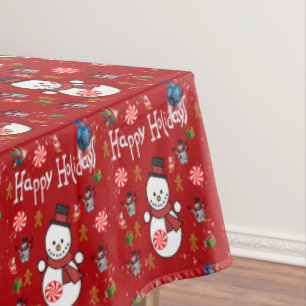 Christmas Tablecloth, Happy Holidays Tablecloth