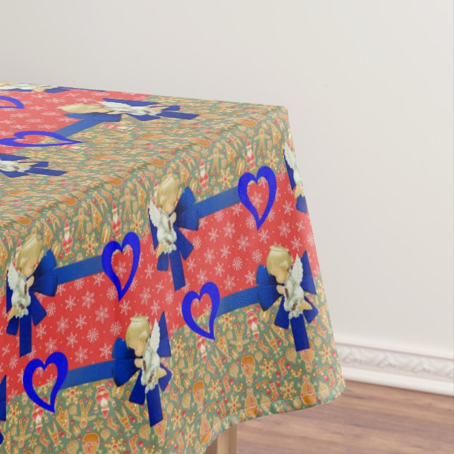 Christmas Tablecloth, Merry Christmas, Angel Tablecloth (In Situ)