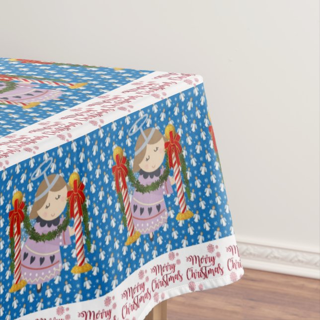 Christmas Tablecloth, Merry Christmas, Angel Tablecloth (In Situ)