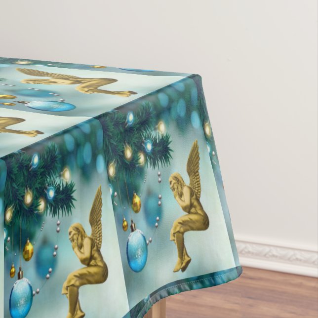 Christmas Tablecloth, Merry Christmas, Angel Tablecloth (In Situ)