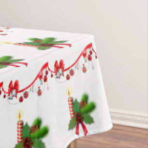 Christmas Tablecloth, Merry Christmas, Candle Tablecloth