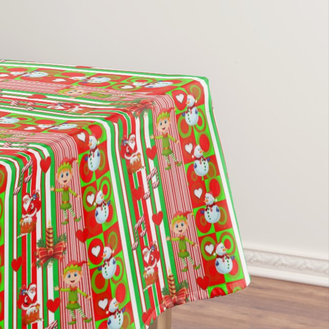 Christmas Tablecloth, Merry Christmas, Elf Tablecloth (In Situ)