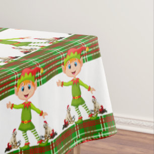 Christmas Tablecloth, Merry Christmas, Elf Tablecloth