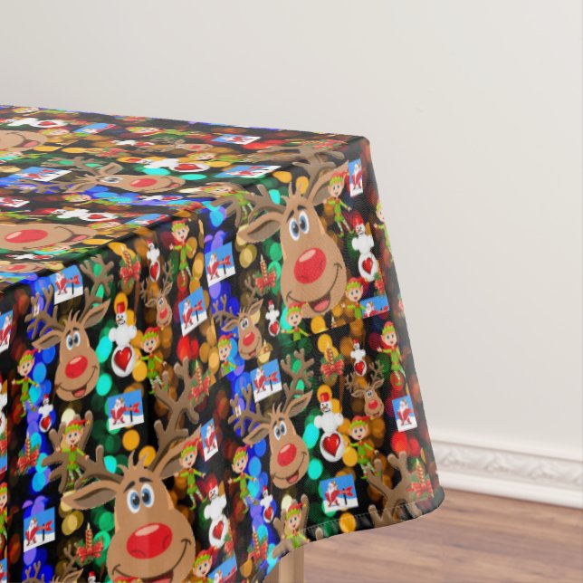 Christmas Tablecloth, Merry Christmas, Elf Tablecloth (In Situ)