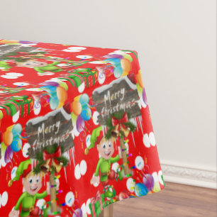 Christmas Tablecloth, Merry Christmas, Elf Tablecloth