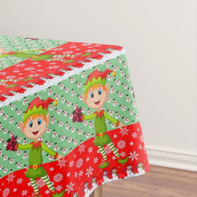 Christmas Tablecloth, Merry Christmas, Elf Tablecloth (In Situ)
