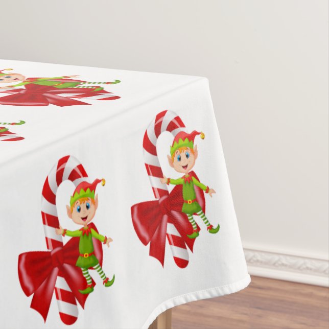 Christmas Tablecloth, Merry Christmas, Elf Tablecloth (In Situ)