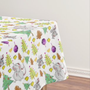Christmas Tablecloth, Merry Christmas Mouse Mice Tablecloth