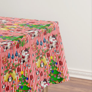 Christmas Tablecloth, Merry Christmas, Penguin Tablecloth