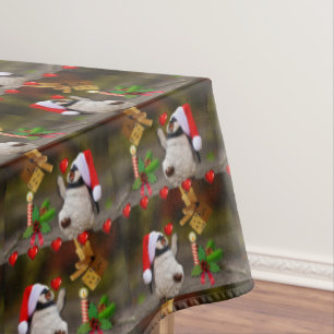 Christmas Tablecloth, Merry Christmas, Penguin Tablecloth