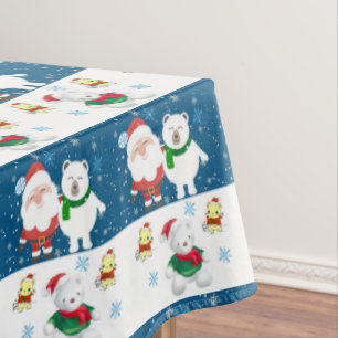 Christmas Tablecloth, Merry Christmas, Santa Bear Tablecloth