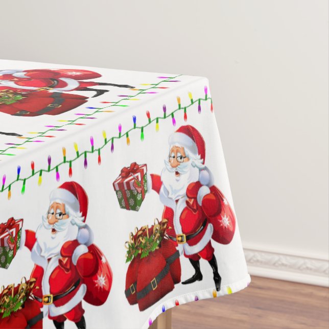 Christmas Tablecloth, Merry Christmas, Santa Tablecloth (In Situ)