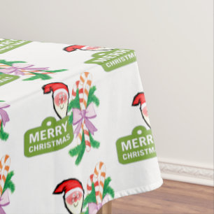 Christmas Tablecloth, Merry Christmas Santa  Tablecloth