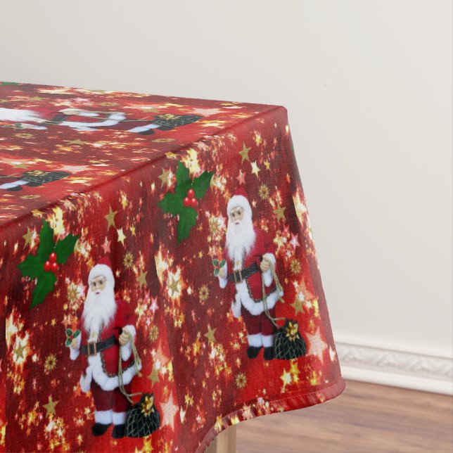 Christmas Tablecloth, Merry Christmas, Santa Tablecloth (In Situ)