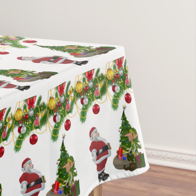 Christmas Tablecloth, Merry Christmas, Santa Tablecloth (In Situ)