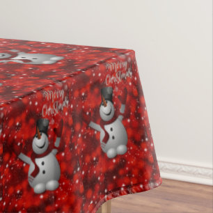 Christmas Tablecloth, Merry Christmas, Snowman Tablecloth
