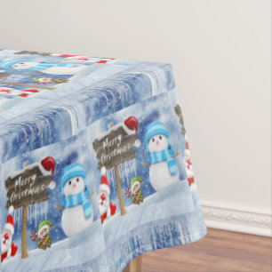 Christmas Tablecloth, Merry Christmas, Snowman Tablecloth