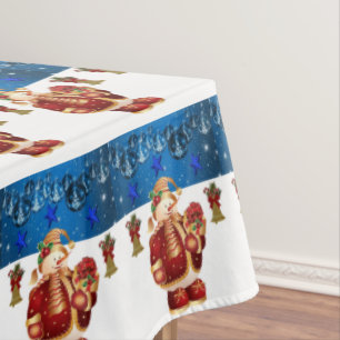 Christmas Tablecloth, Merry Christmas, Snowman Tablecloth