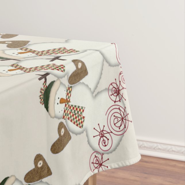 Christmas Tablecloth, Merry Christmas Snowman Tablecloth (In Situ)