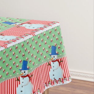 Christmas Tablecloth, Merry Christmas, Snowman Tablecloth