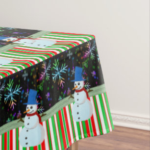 Christmas Tablecloth, Merry Christmas, Snowman Tablecloth
