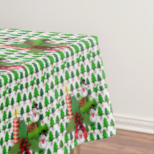 Christmas Tablecloth, Merry Christmas, Snowman Tablecloth