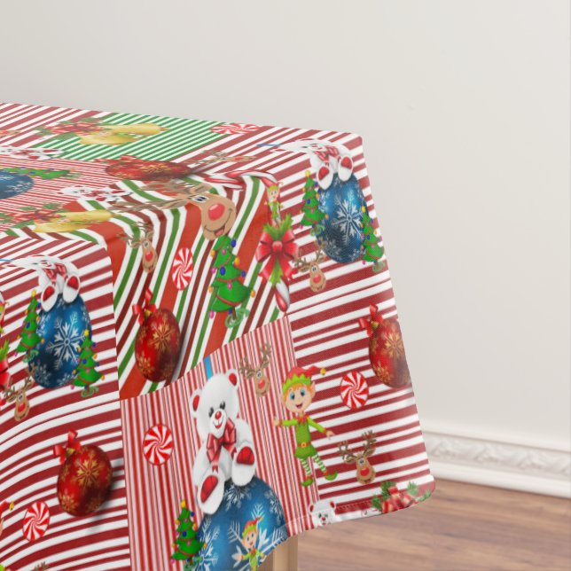 Christmas Tablecloth, Merry Christmas, Teddy Bear Tablecloth (In Situ)