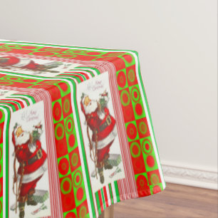 Christmas Tablecloth, Merry Christmas, Vintage Tablecloth