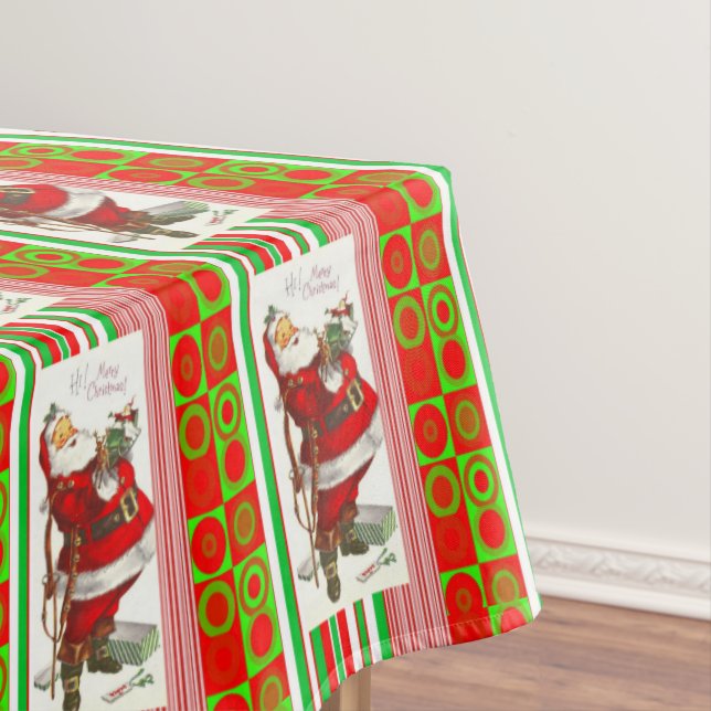 Christmas Tablecloth, Merry Christmas, Vintage Tablecloth (In Situ)